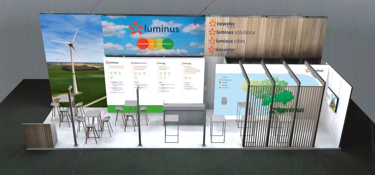 Habillage graphique du stand Luminus – Municipalia 2024